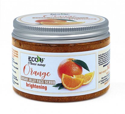 Eco-U zosvetľujúci pleťový peeling s cukrovým želé a pomarančom 140g