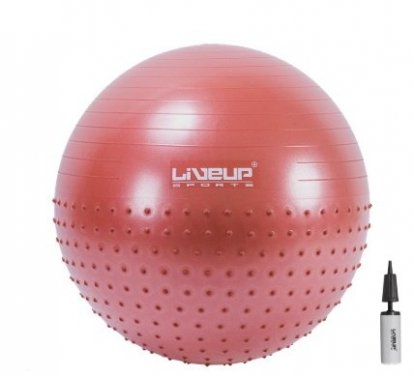 LIVEUP Half Massage masážna gymnastická lopta 65cm - červená