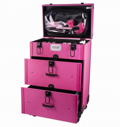 Sunone kozmetický kufrík XL na kolieskach 27,5 x 35,5 x 58,5 cm - ružový