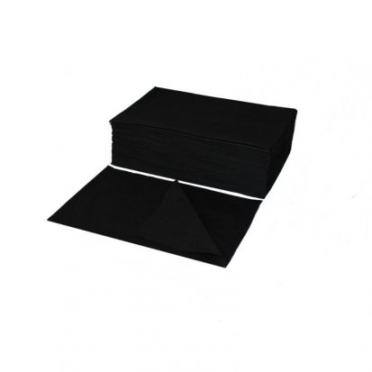 Jednorazový perforovaný čierny uterák z netkanej textílie 70x40cm - 50ks