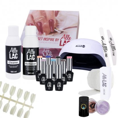 Set AlleLac Box štartovacia sada gél lak na nechty s lampou AlleLux X5