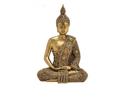 Budha - sediaci - zlatý 13x19x9cm