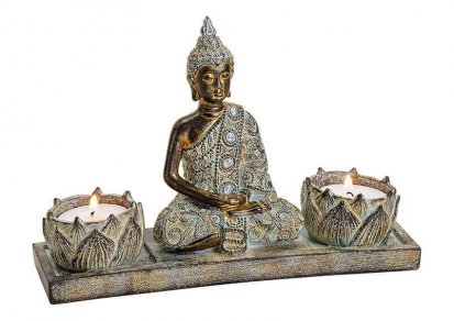 Budha - sediaci - svietnik 20x13x6cm