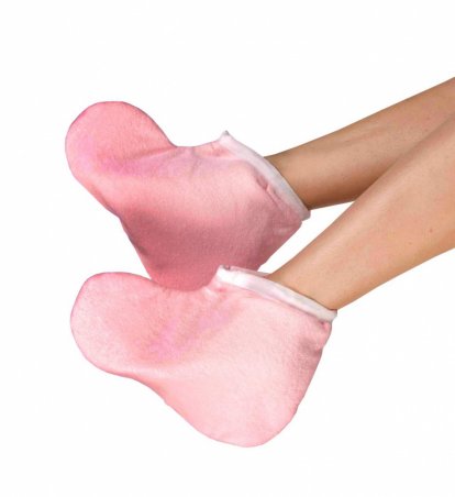 Návleky froté na nohy na parafín - 1pár - ružové