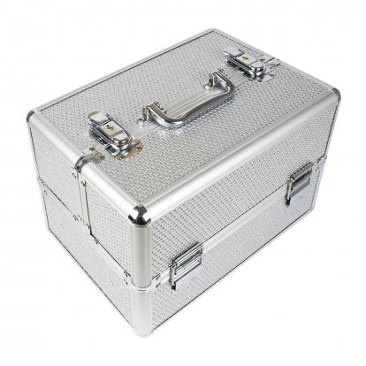 Kozmetický kufrík 7038-8 biely so zirkónmi