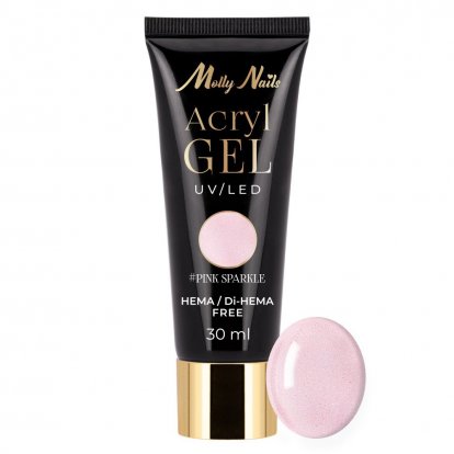 Molly Nails Akrylgel stavebný Hema/DiHema free Pink Sparkle 30ml